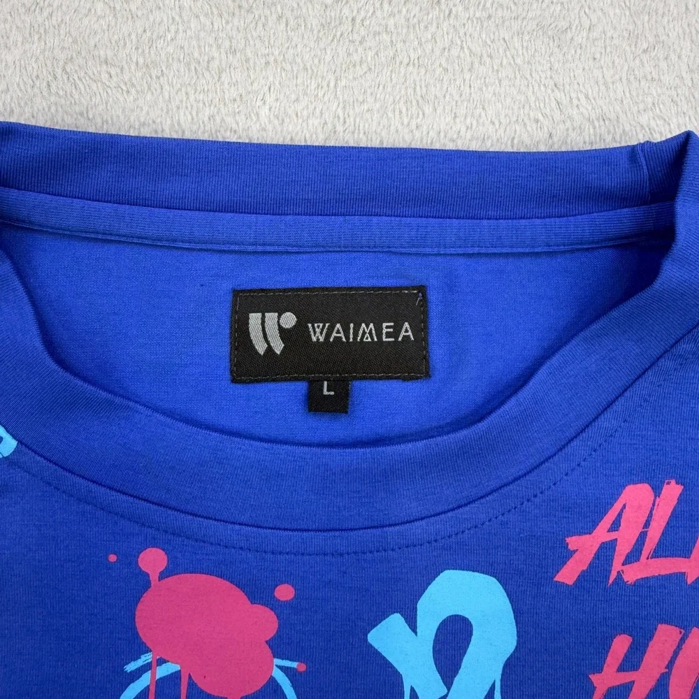Waimea T‎ Shirt Mens Large Blue Graffiti Good Vibes Only Savage Streetwear Tee